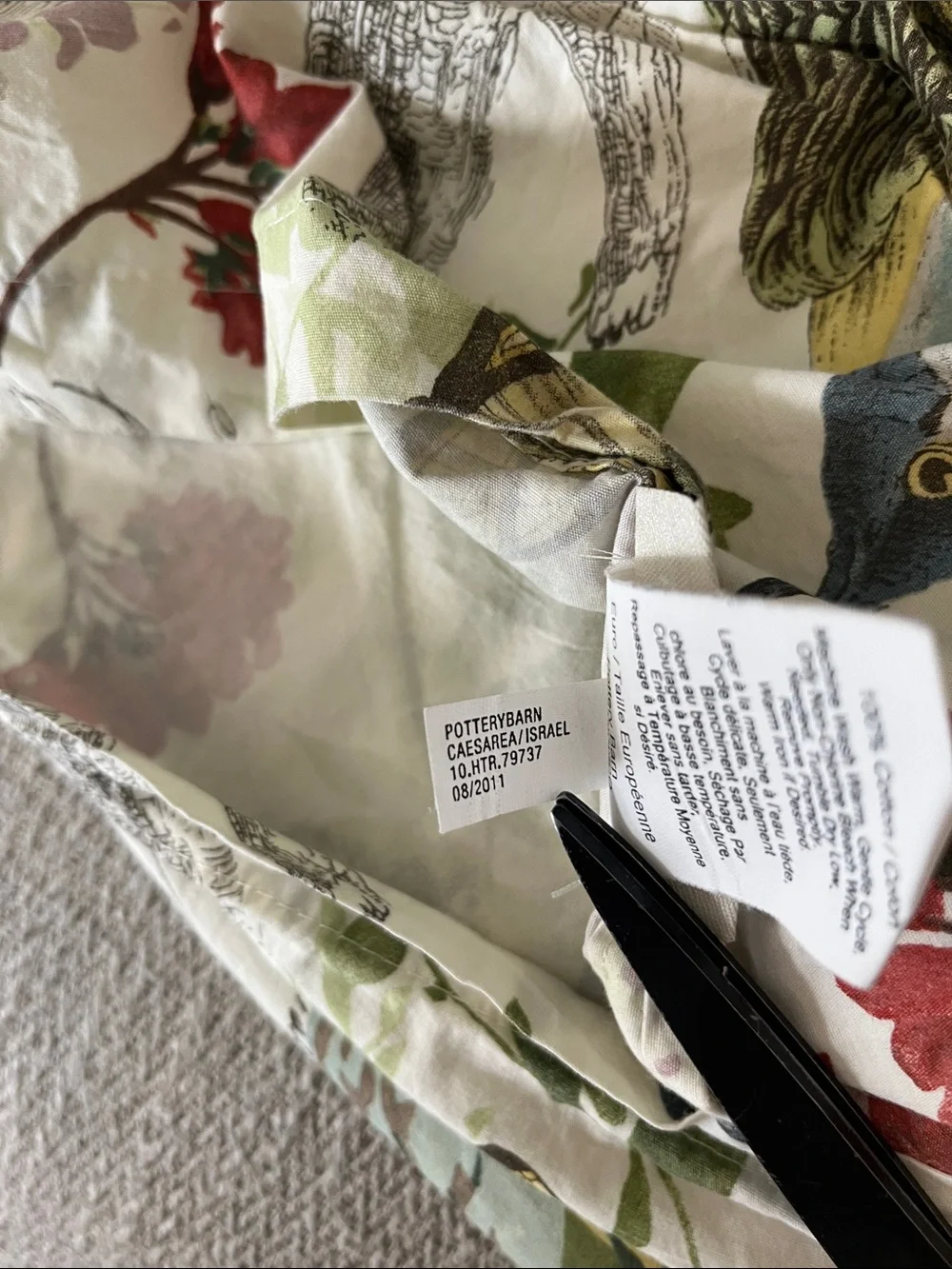 PotteryBarn vintage inspired floral bird garden oversize euro pillow sham cotton